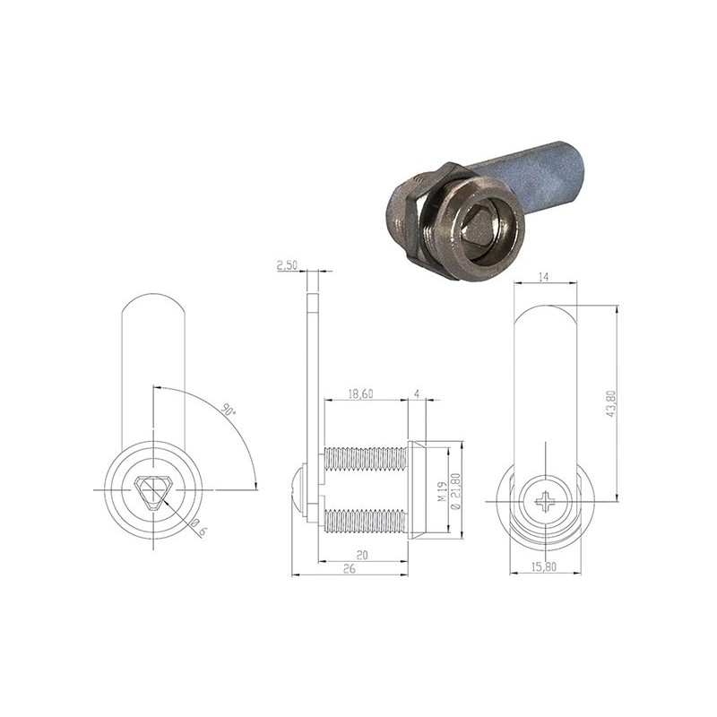 SERRATURE PER MOBILI OMR 160010 CHIAVE